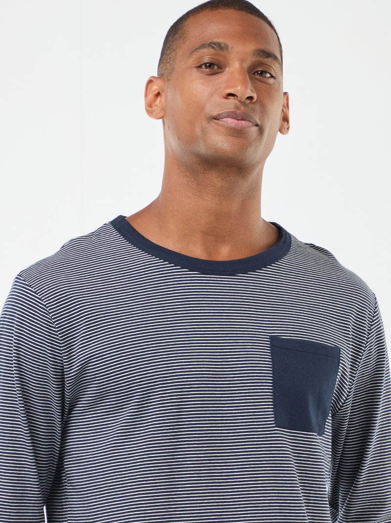 Ensemble pyjama long t-shirt + pantalon - 2 pièces Bleu - Kiabi
