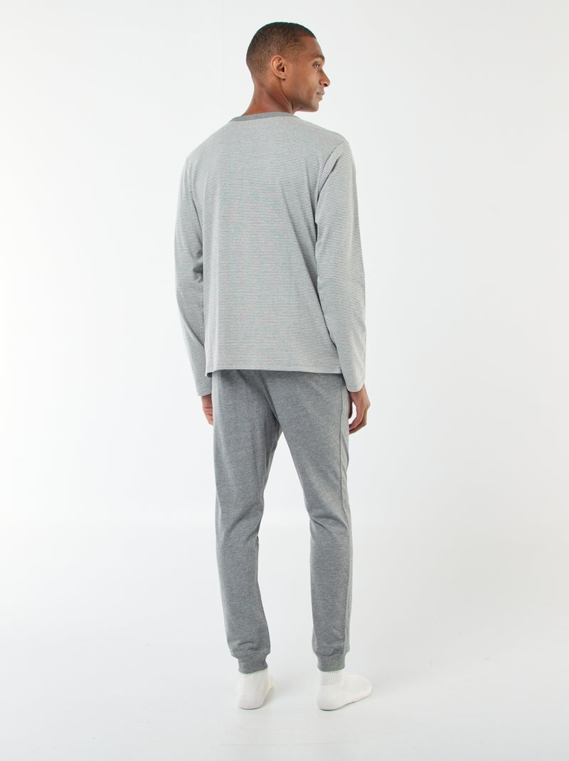Ensemble pyjama long t-shirt + pantalon - 2 pièces Gris - Kiabi
