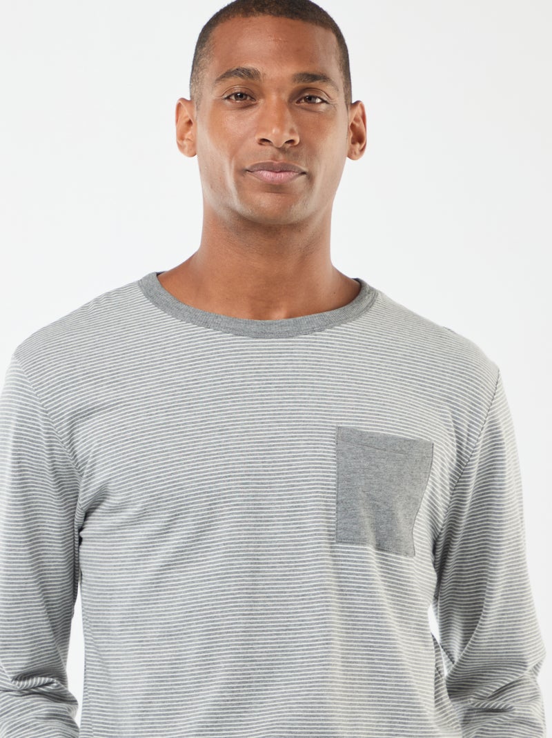 Ensemble pyjama long t-shirt + pantalon - 2 pièces Gris - Kiabi