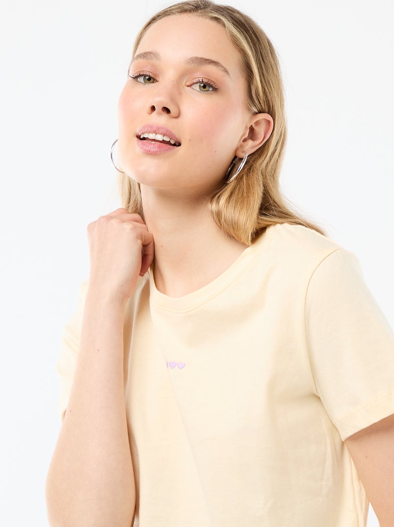 Ensemble pyjama long t-shirt + pantalon à carreaux -  2 pièces Jaune - Kiabi