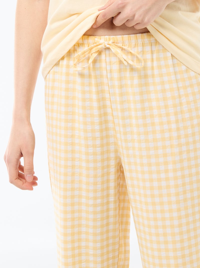 Ensemble pyjama long t-shirt + pantalon à carreaux -  2 pièces Jaune - Kiabi