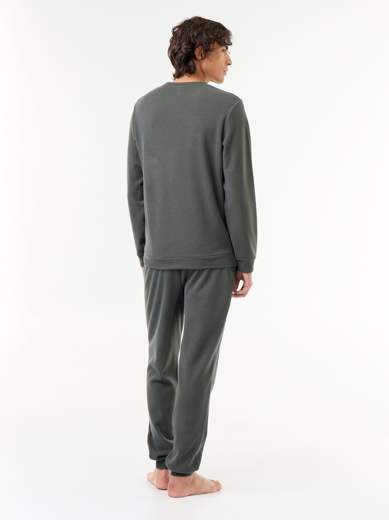 Ensemble pyjama long t-shirt + pantalon gaufrés - 2 pièces Vert - Kiabi