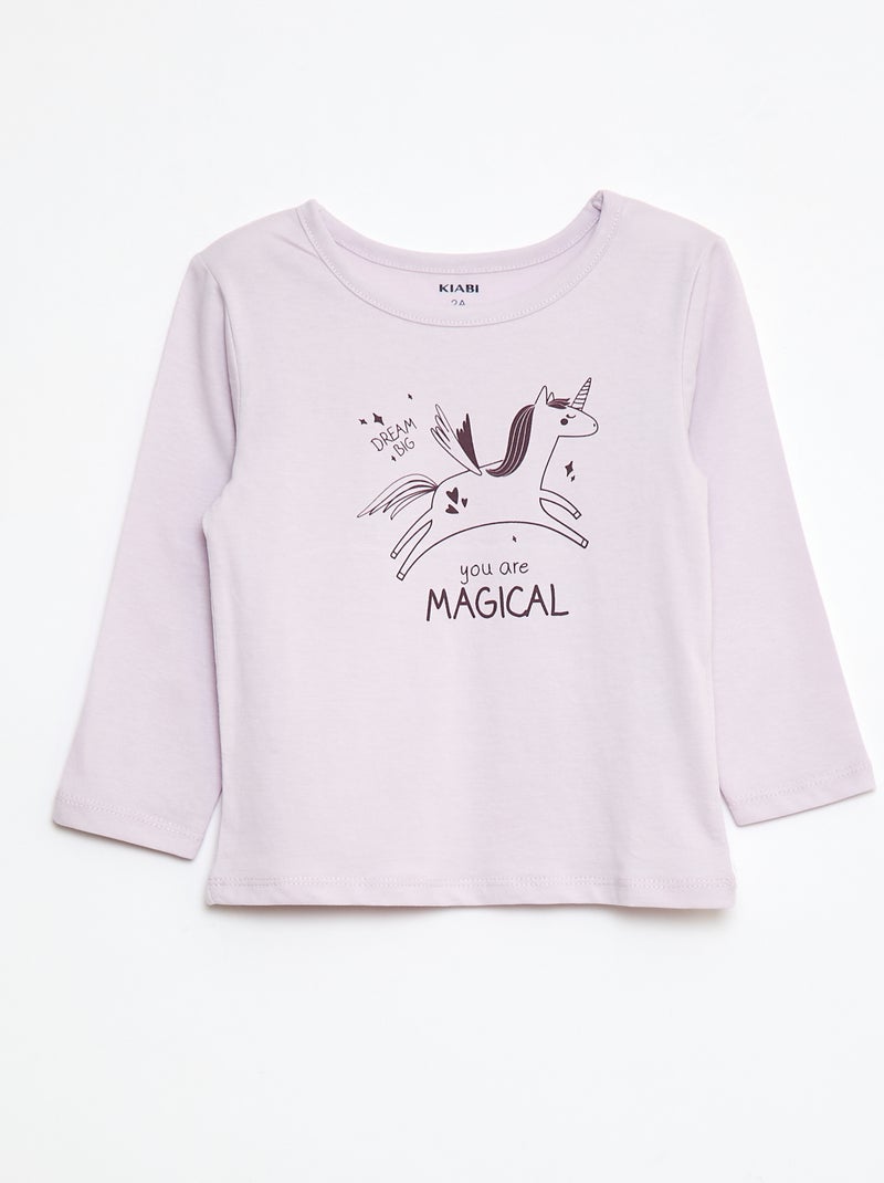 Ensemble pyjama t-shirt + legging imprimé - 2 pièces Violet - Kiabi