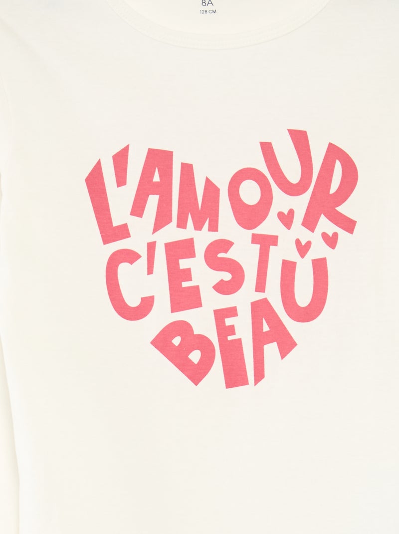 Ensemble pyjama t-shirt + pantalon - 2 pièces Blanc - Kiabi