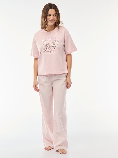 Ensemble pyjama t-shirt + pantalon en popeline 'Angel' - 2 pièces - Kiabi
