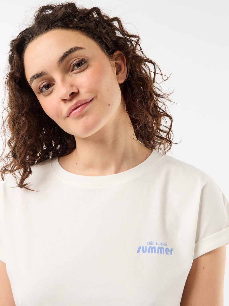 Ensemble pyjama tee-shirt + pantalon à carreaux - 2 pièces Bleu - Kiabi