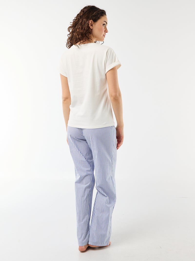 Ensemble pyjama tee-shirt + pantalon à carreaux - 2 pièces Bleu - Kiabi
