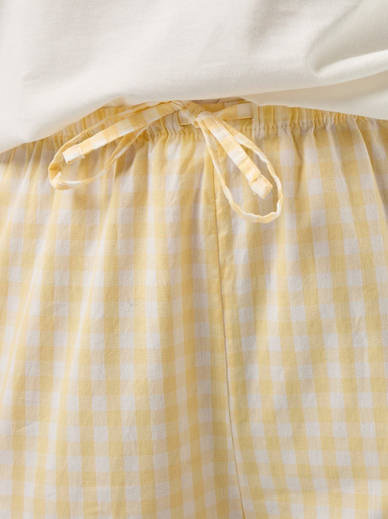 Ensemble pyjama tee-shirt + pantalon à carreaux - 2 pièces Jaune - Kiabi