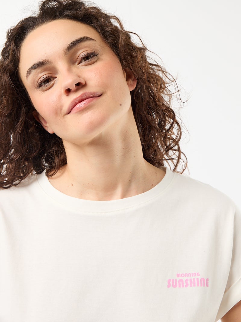 Ensemble pyjama tee-shirt + pantalon à carreaux - 2 pièces Rose - Kiabi