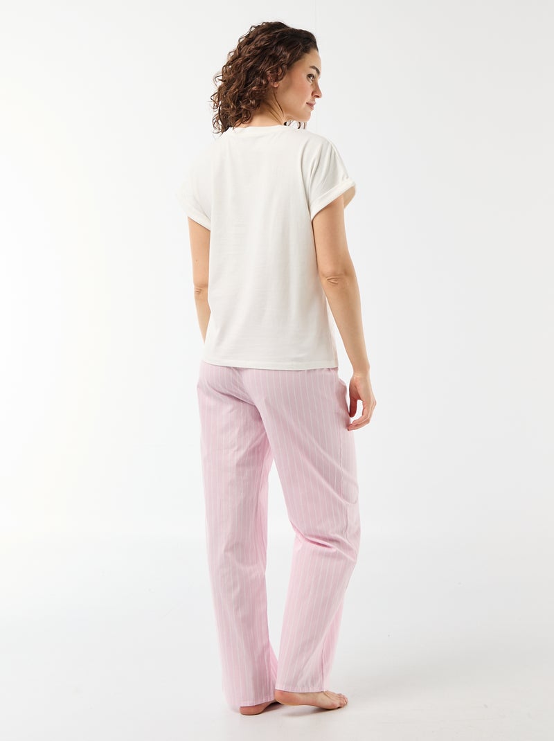 Ensemble pyjama tee-shirt + pantalon à carreaux - 2 pièces Rose - Kiabi