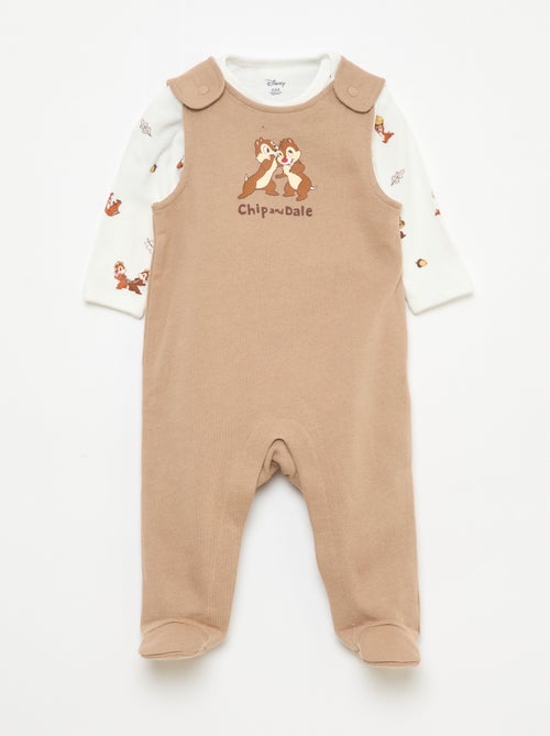 Ensemble salopette dors-bien + body manches longues 'Disney' - Kiabi