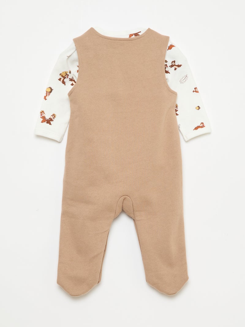Ensemble salopette dors-bien + body manches longues 'Disney' Beige - Kiabi