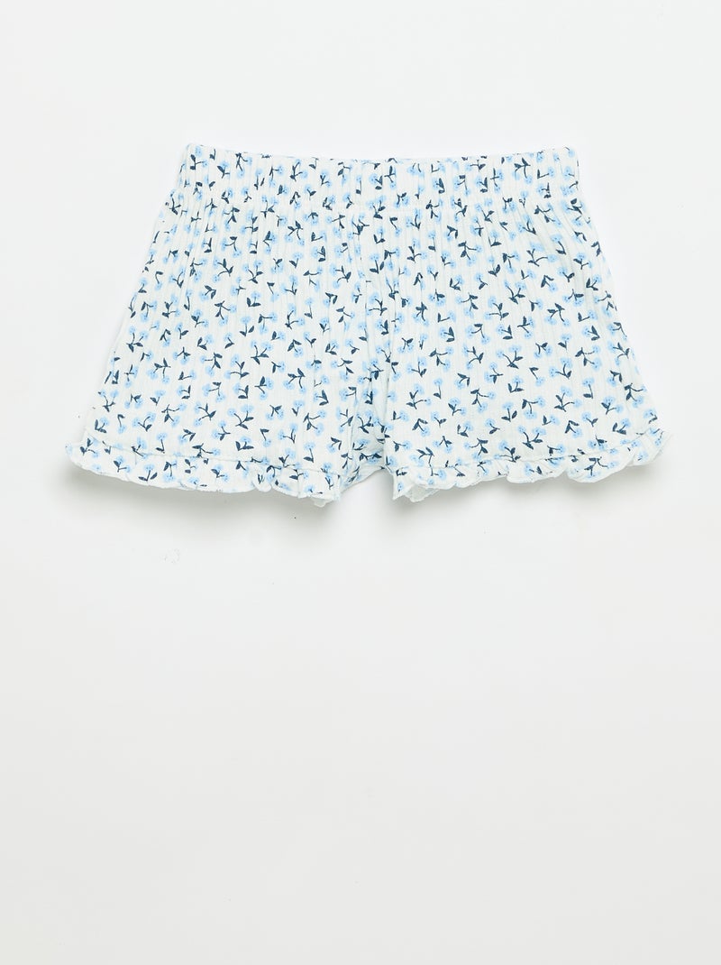 Ensemble short + débardeur en maille pointelle Bleu - Kiabi