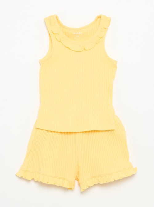 Ensemble short + débardeur en maille pointelle - Kiabi