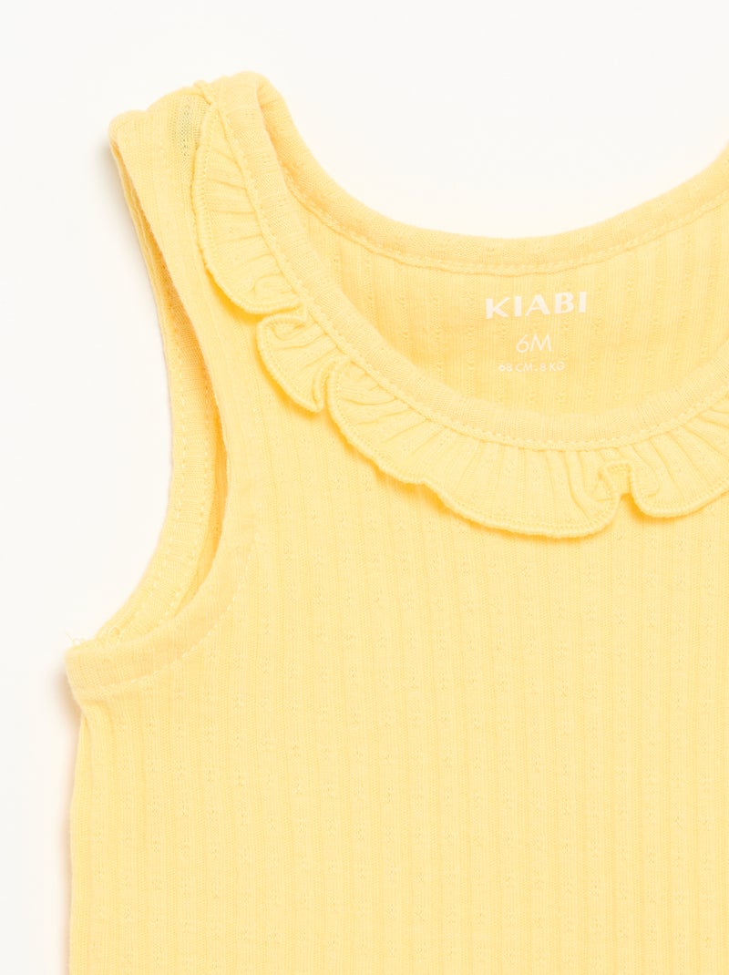 Ensemble short + débardeur en maille pointelle Jaune - Kiabi
