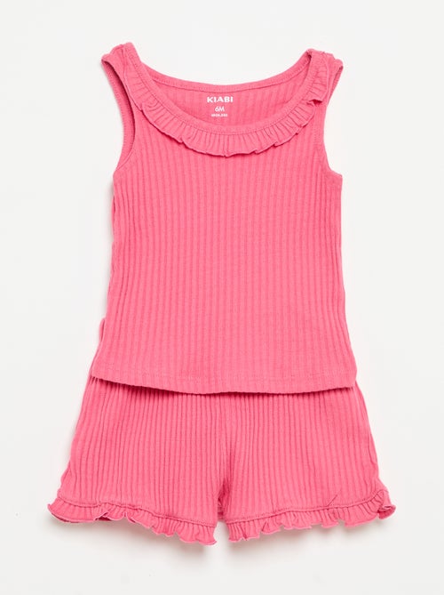 Ensemble short + débardeur en maille pointelle - Kiabi