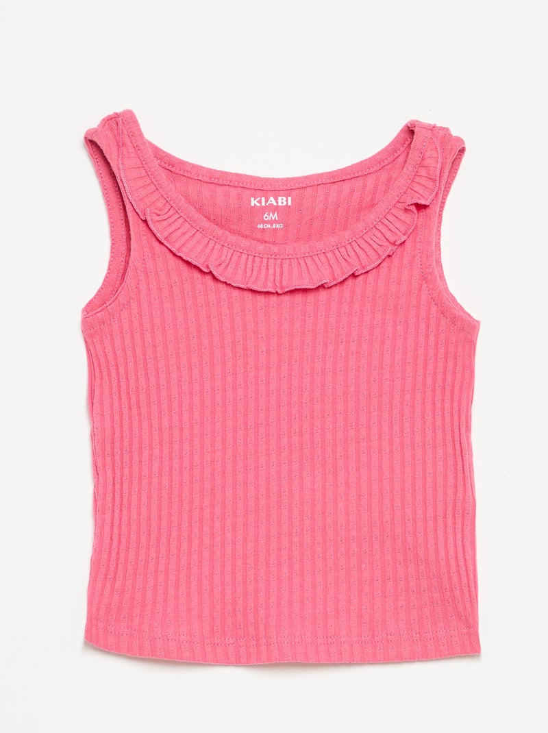 Ensemble short + débardeur en maille pointelle Rose - Kiabi