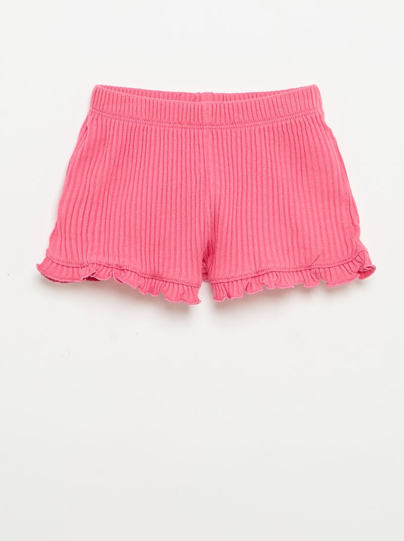 Ensemble short + débardeur en maille pointelle Rose - Kiabi