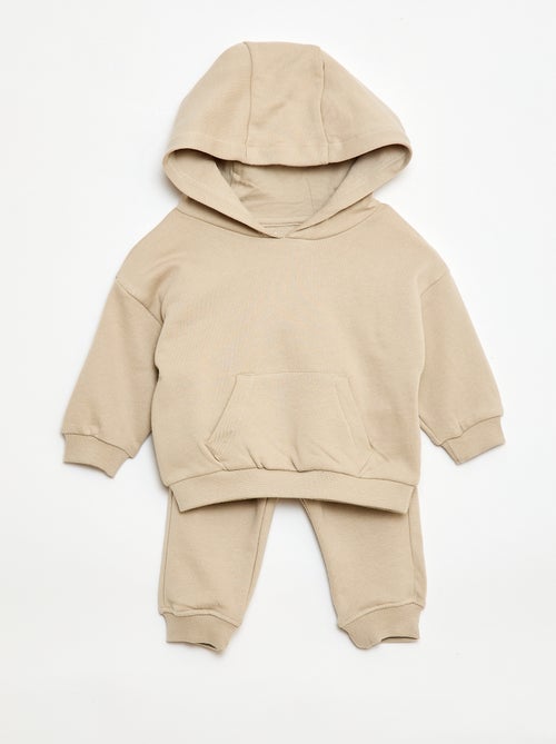 Ensemble sweat à capuche + jogging monochrome - 2 pièces - Kiabi