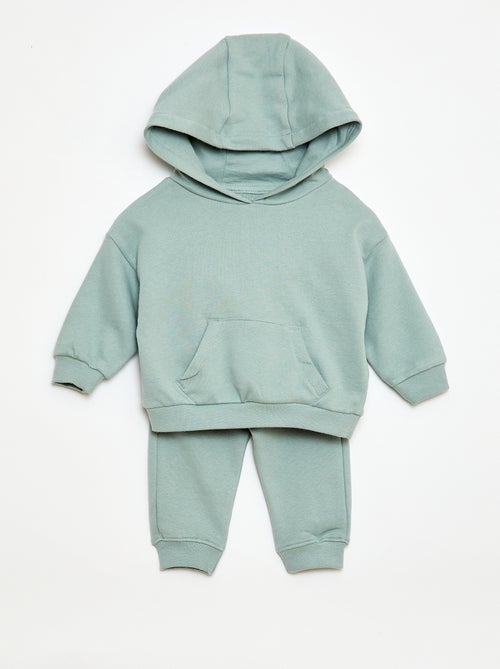 Ensemble sweat à capuche + jogging monochrome - 2 pièces - Kiabi