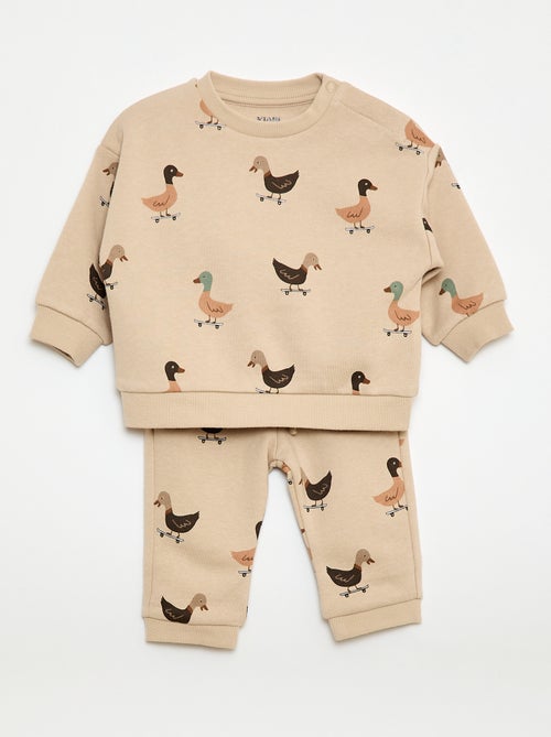 Ensemble sweat + jogging imprimé fantaisie - 2 pièces - Kiabi