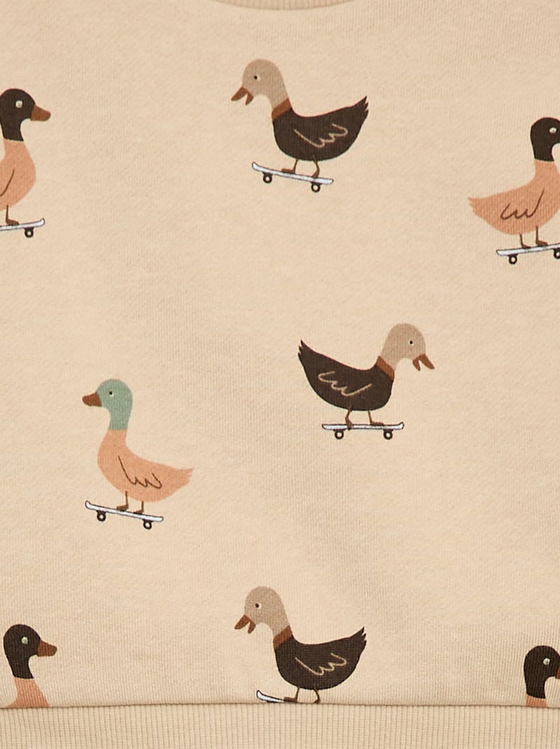 Ensemble sweat + jogging imprimé fantaisie - 2 pièces Beige - Kiabi