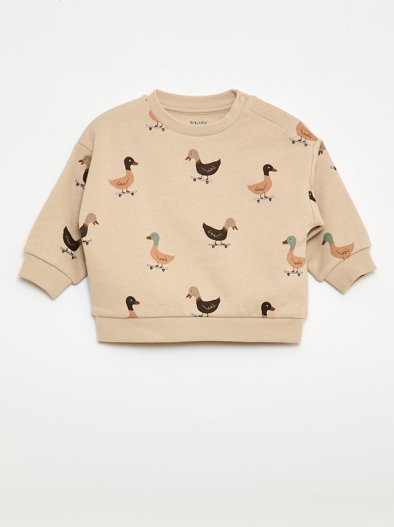 Ensemble sweat + jogging imprimé fantaisie - 2 pièces Beige - Kiabi