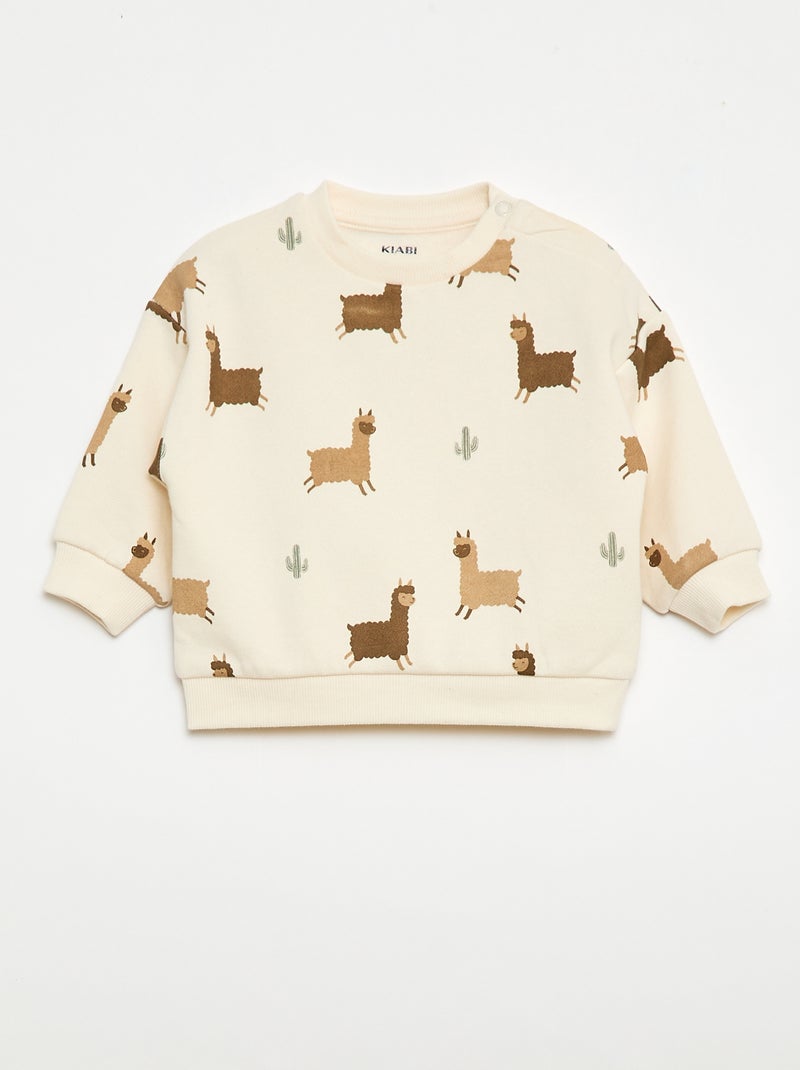 Ensemble sweat + jogging imprimé fantaisie - 2 pièces Beige - Kiabi