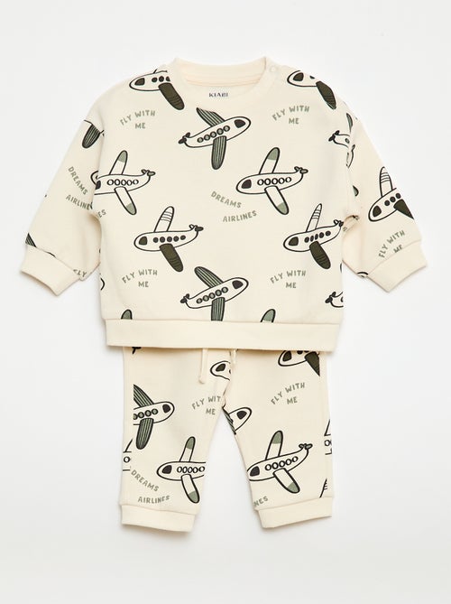 Ensemble sweat + jogging imprimé fantaisie - 2 pièces - Kiabi