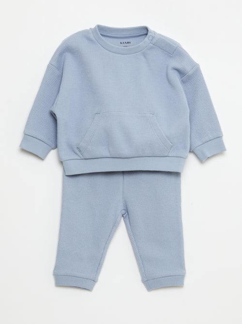 Ensemble sweat + pantalon en matière nid d'abeilles - 2 pièces - Kiabi