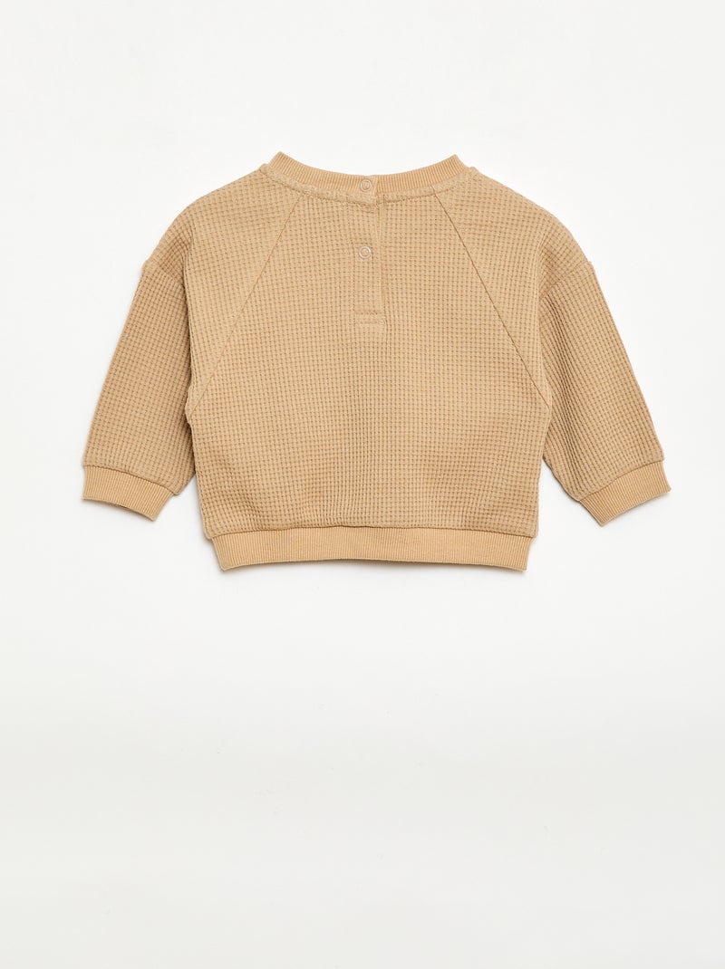 Ensemble sweat + pantalon en nid d'abeilles - 2 pièces Beige - Kiabi