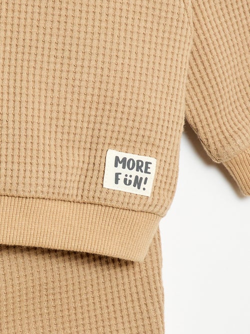 Ensemble sweat + pantalon en nid d'abeilles - 2 pièces - Kiabi