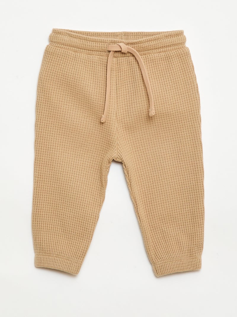 Ensemble sweat + pantalon en nid d'abeilles - 2 pièces Beige - Kiabi