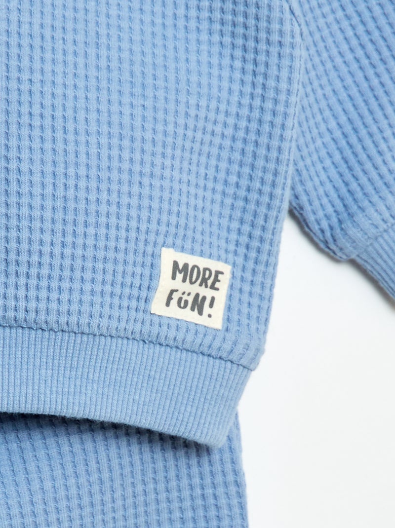Ensemble sweat + pantalon en nid d'abeilles - 2 pièces Bleu - Kiabi