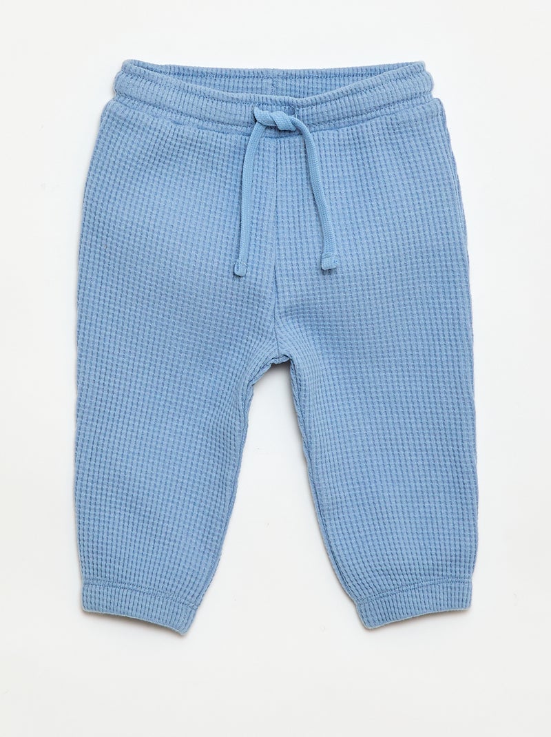 Ensemble sweat + pantalon en nid d'abeilles - 2 pièces Bleu - Kiabi