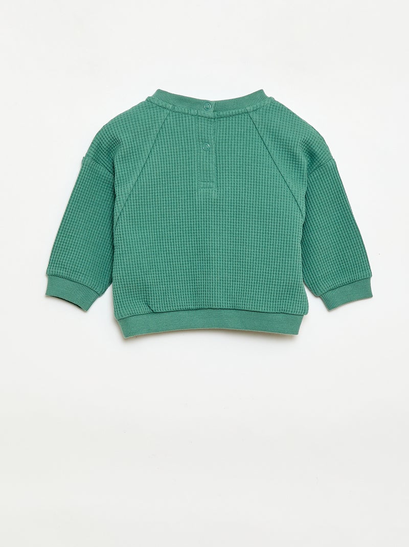 Ensemble sweat + pantalon en nid d'abeilles - 2 pièces Vert - Kiabi