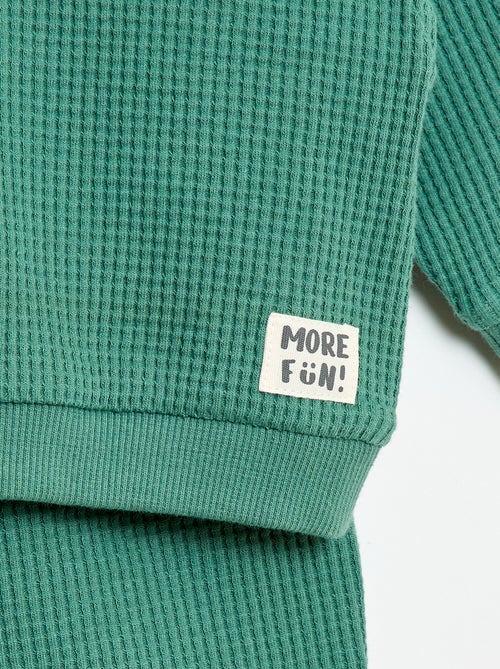 Ensemble sweat + pantalon en nid d'abeilles - 2 pièces - Kiabi