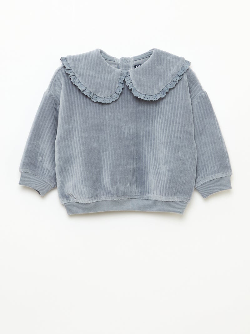 Ensemble sweat + pantalon en velours côtelé Bleu - Kiabi