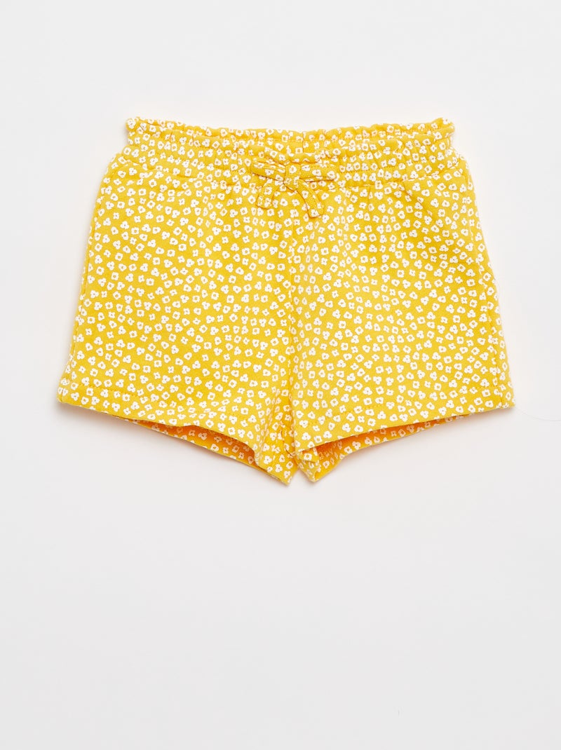Ensemble t-shirt à manches volantées + short à motif - 2 pièces Jaune - Kiabi