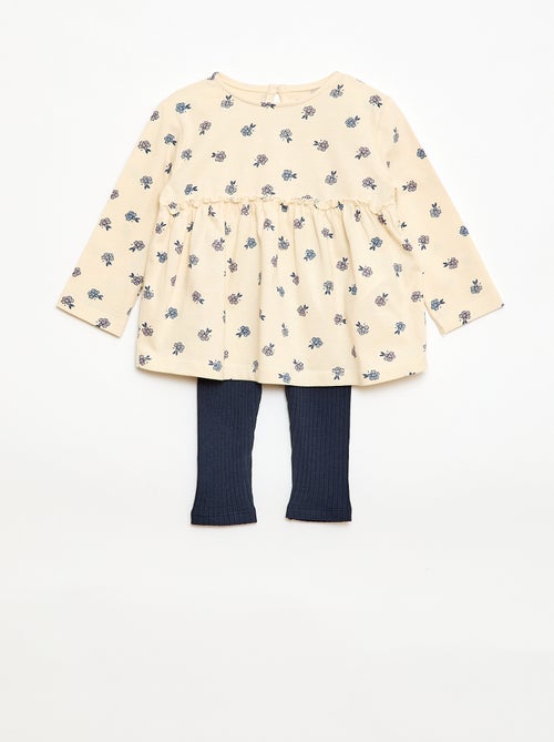 Ensemble t-shirt + legging côtelé - 2 pièces - Kiabi