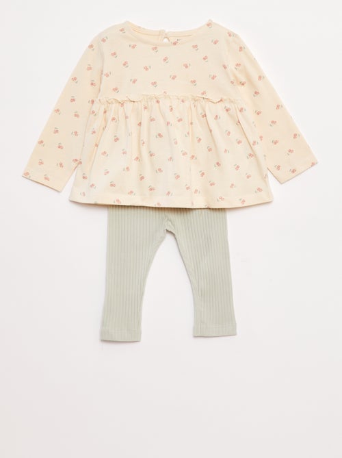 Ensemble t-shirt + legging côtelé - 2 pièces - Kiabi