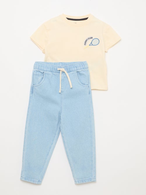 Ensemble t-shirt + pantalon en denim - 2 pièces - Kiabi