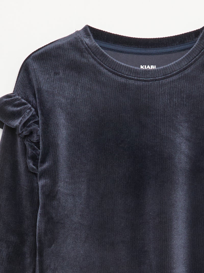 Ensemble t-shirt + pantalon en velours - 2 pièces Noir - Kiabi