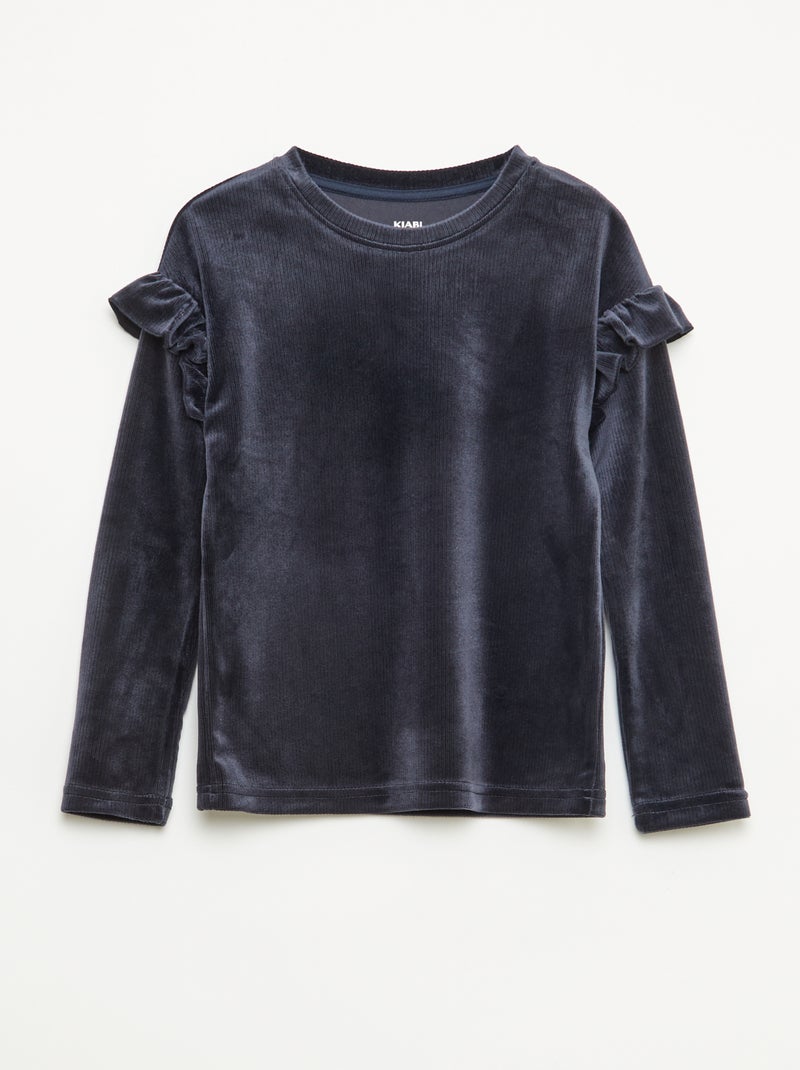 Ensemble t-shirt + pantalon en velours - 2 pièces Noir - Kiabi