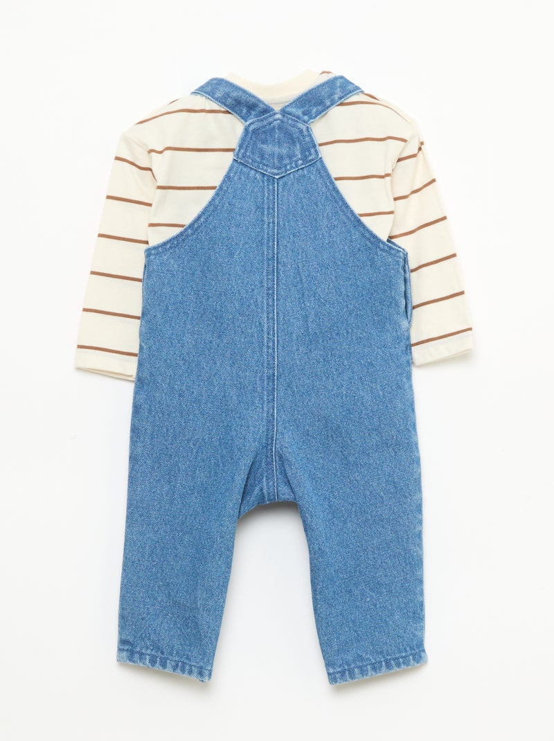 Ensemble t-shirt + salopette - 2 pièces Bleu - Kiabi