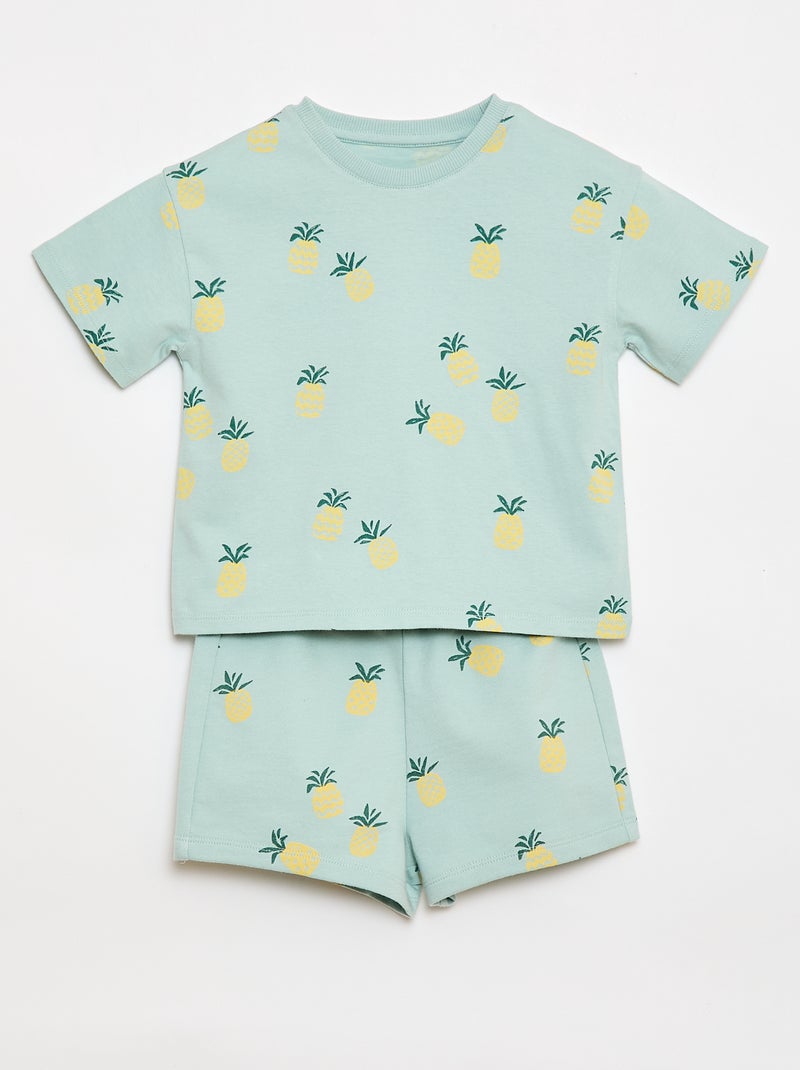 Ensemble t-shirt + short à motif - 2 pièces Bleu - Kiabi