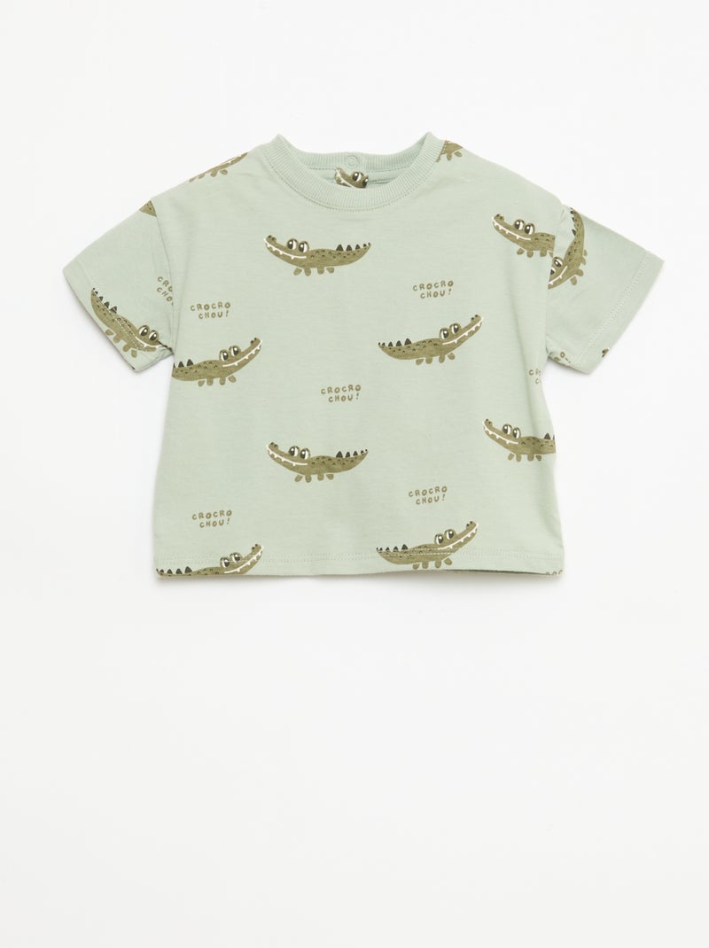 Ensemble t-shirt + short à motif - 2 pièces Vert - Kiabi