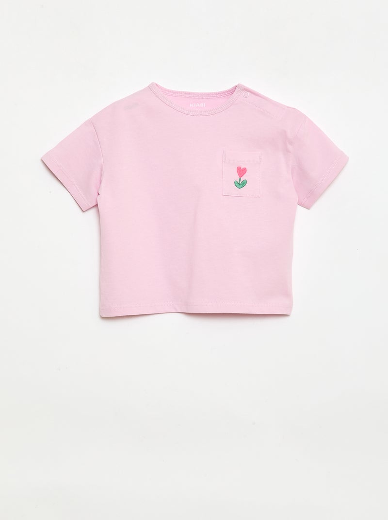 Ensemble T-shirt + short cycliste côtelé - 2 pièces Rose - Kiabi