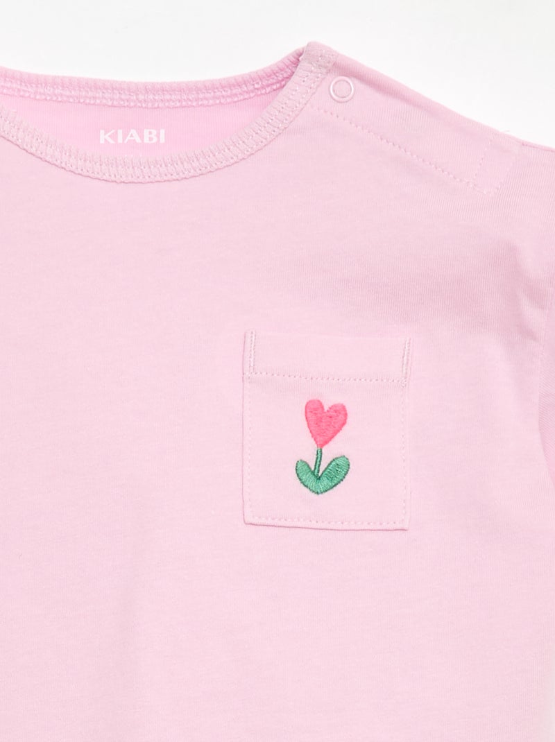 Ensemble T-shirt + short cycliste côtelé - 2 pièces Rose - Kiabi