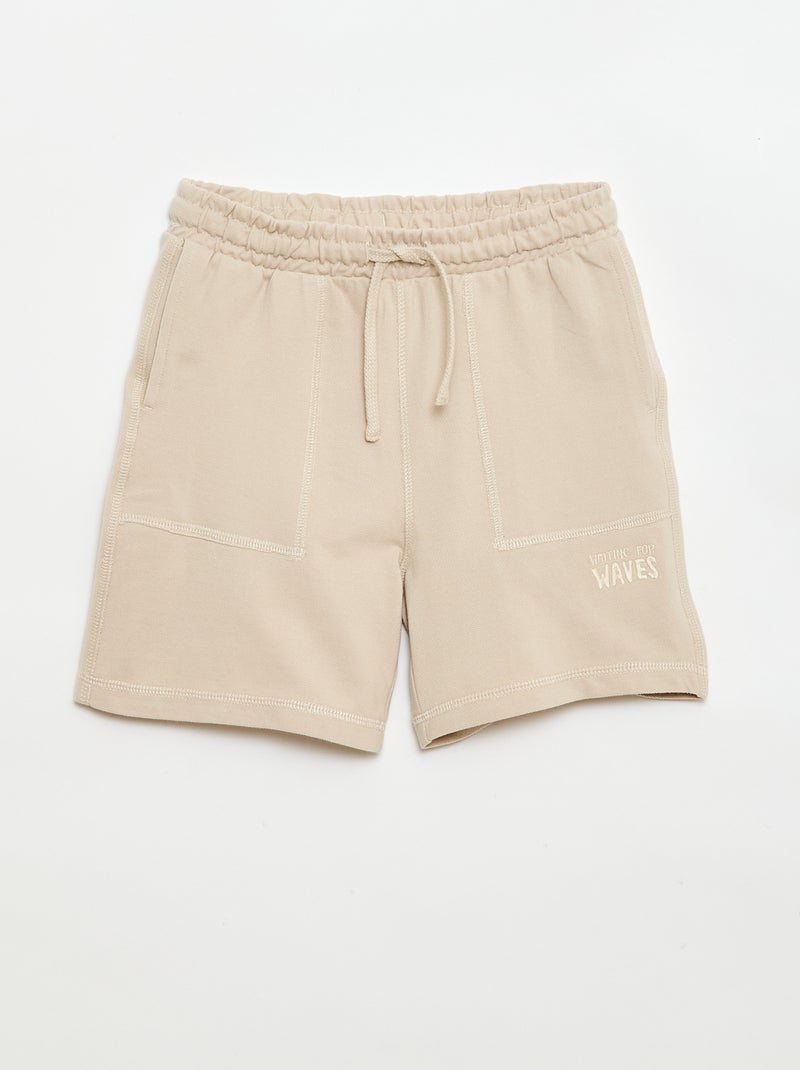 Ensemble t-shirt + short en piqué de coton Beige - Kiabi